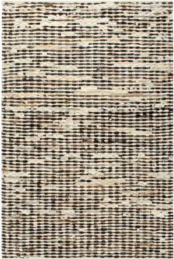 Decoways Vloerkleed patchwork 80x150 cm echt harig leer zwart en wit