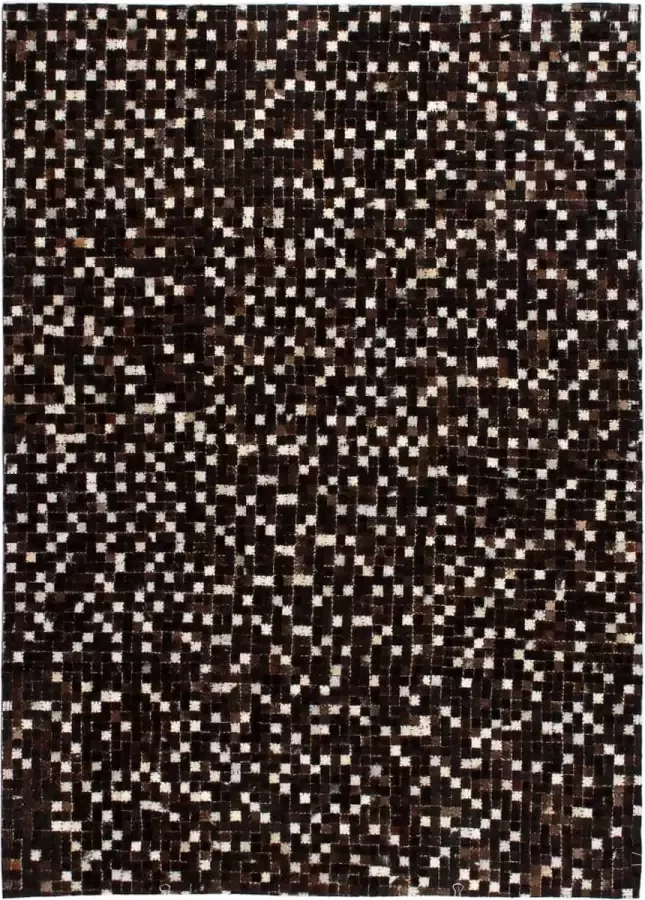 Decoways Vloerkleed vierkant patchwork 160x230 cm echt leer zwart wit