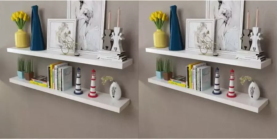 Decoways Wandplanken 4 stuks 120 cm wit