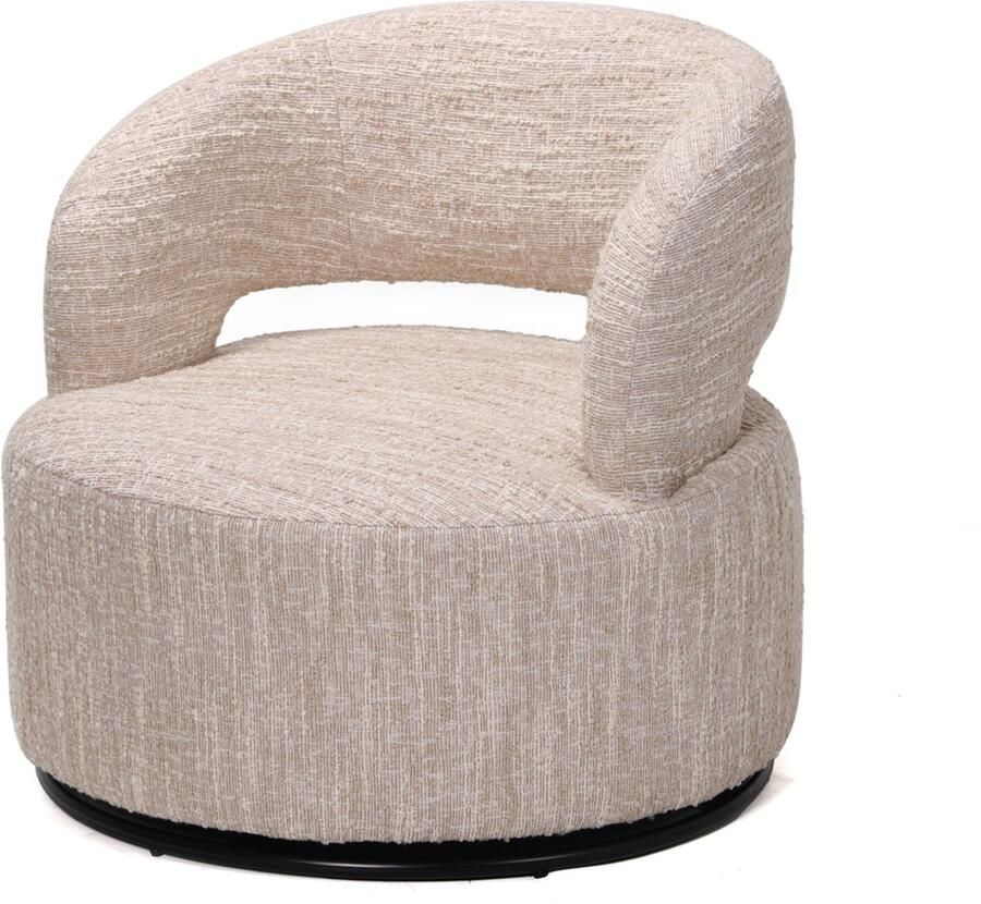 Déja Living DÉJA Living Draaifauteuil Kisa Beige Stof Metaal 79x79x77cm