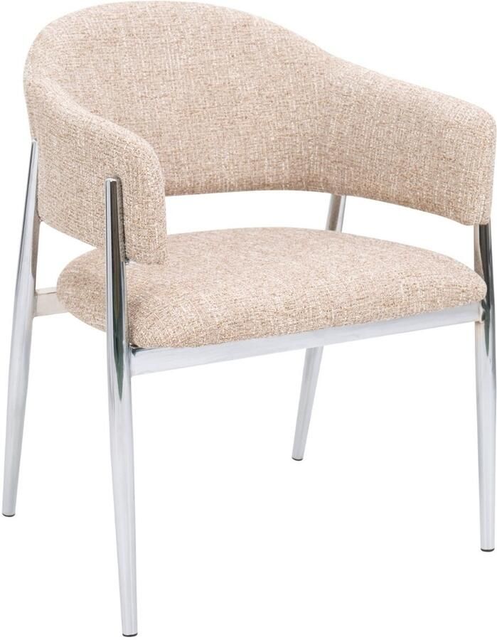 Déja Living DÉJA Living Eetkamerstoel Dénia Taupe Chrome Set van 2