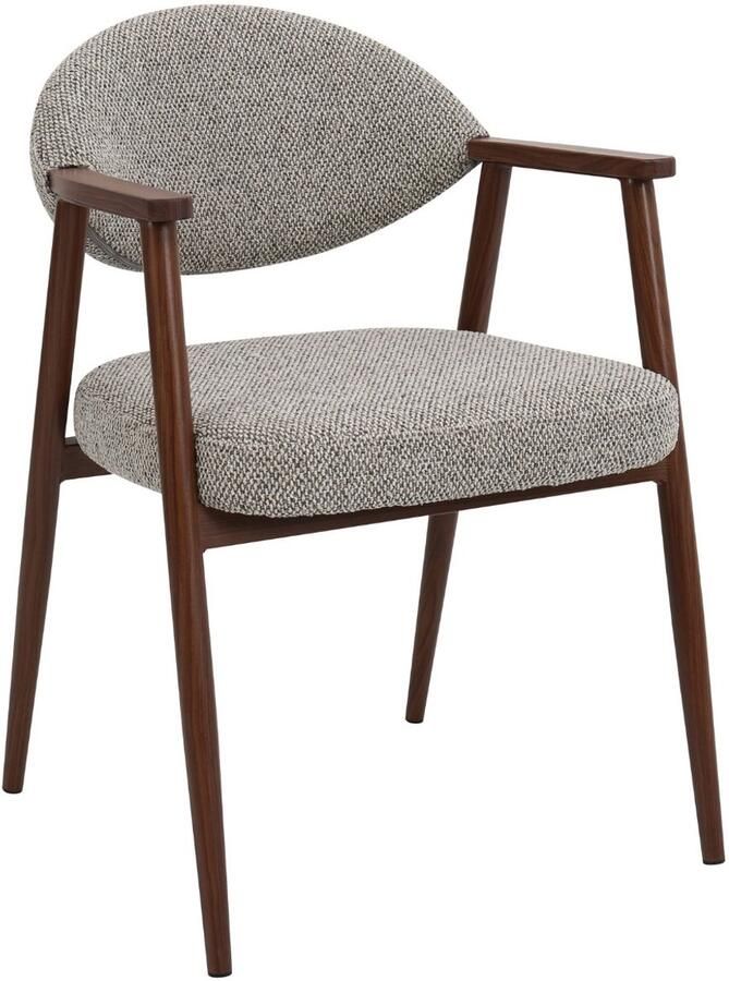 Déja Living DÉJA Living Eetkamerstoel Karup Taupe Walnoot Set van 2 - Foto 2