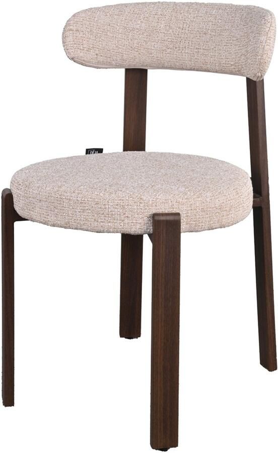 Déja Living DÉJA Living Eetkamerstoel Lagan Beige Walnoot Stof Set van 2
