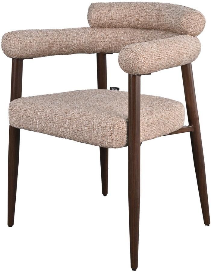 Déja Living DÉJA Living Eetkamerstoel Lidingö Taupe Walnoot Stof Set van 2