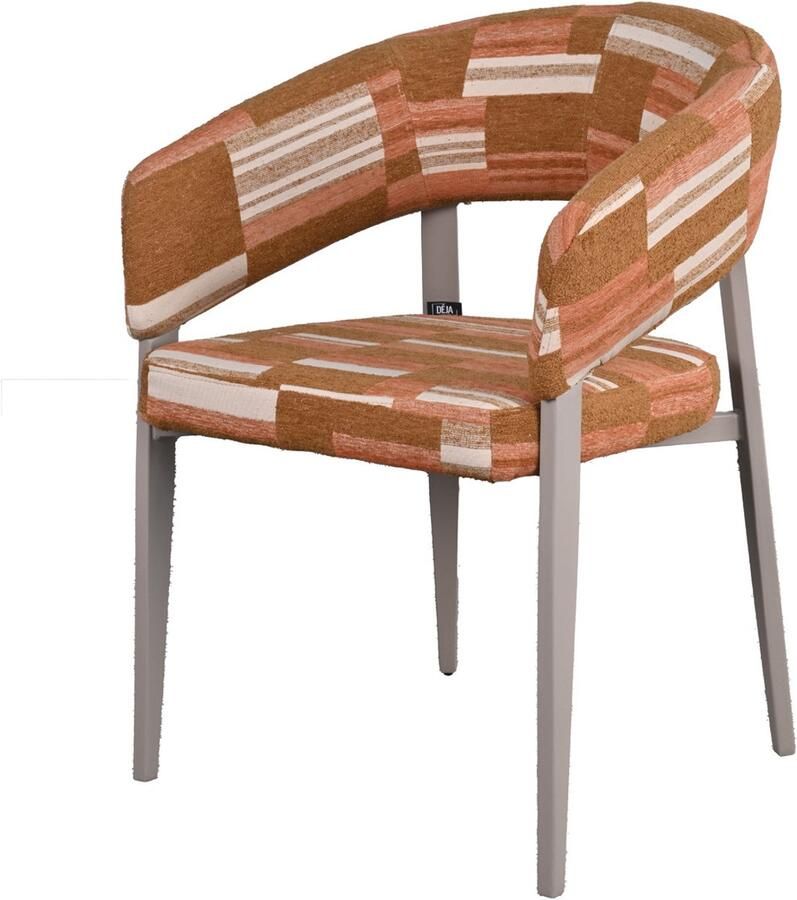 Déja Living DÉJA Living Eetkamerstoel Malmö Terracotta Greige Stof Set van 2