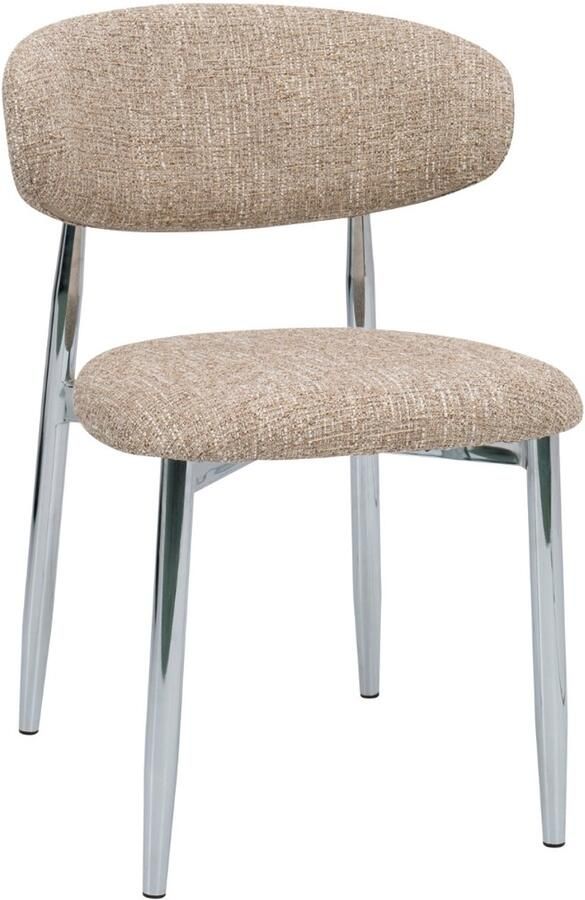 DÉJA Living Eetkamerstoel Skara Taupe Chrome Set van 2 - Foto 3