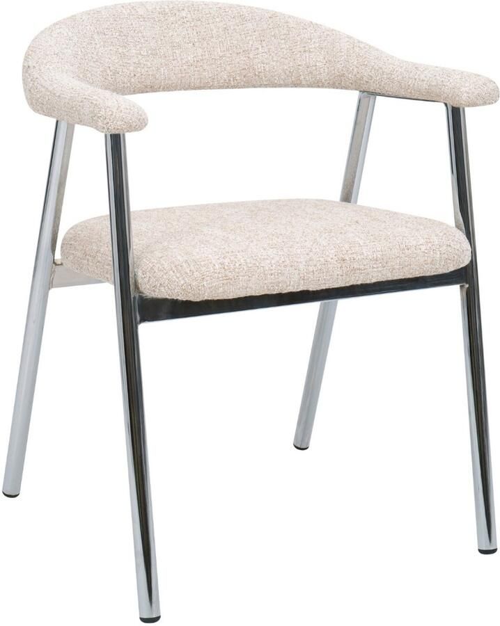 DÉJA Living Eetkamerstoel Sorø Beige Chrome Set van 2