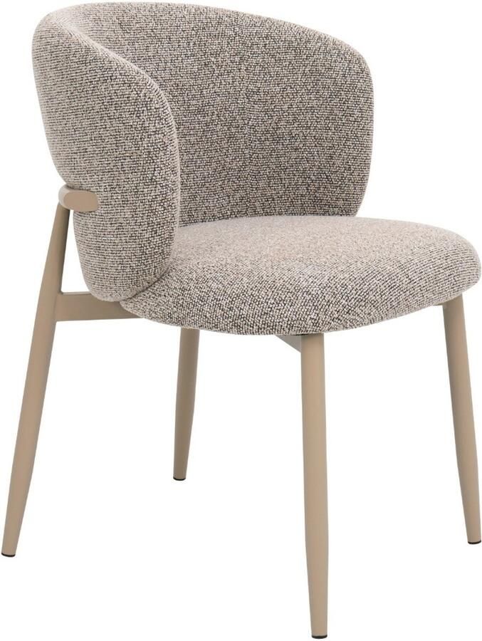 DÉJA Living Eetkamerstoel Varde Stof Taupe Beige Set van 2 - Foto 2