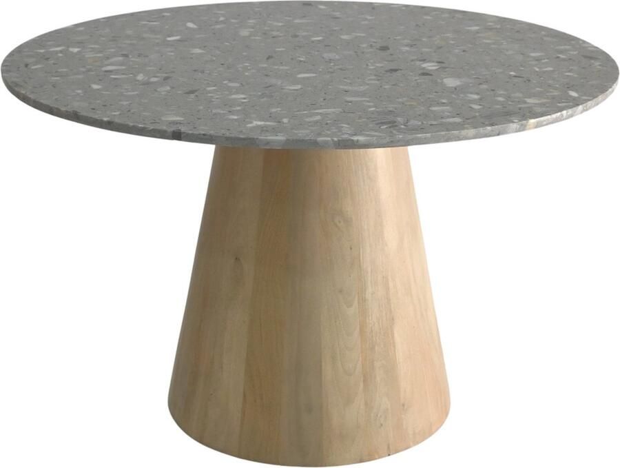 Déja Living DÉJA Living Salontafel Sara Rond Terrazzo Hout Naturel 55x55x38cm - Foto 3