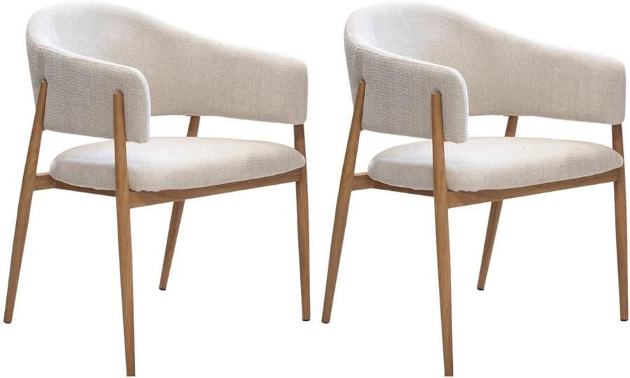 DÉJA Living Eetkamerstoel Dénia Beige Naturel Zithoogte 48cm Set van 2 - Foto 4