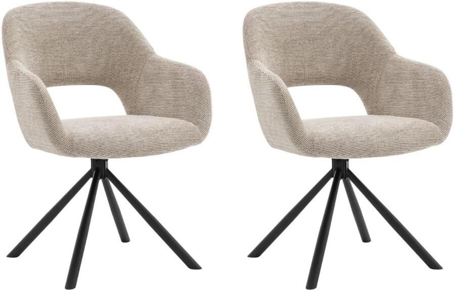 DÉJA Living Eetkamerstoel Taupe Zithoogte 47cm Livia Set van 2 - Foto 4