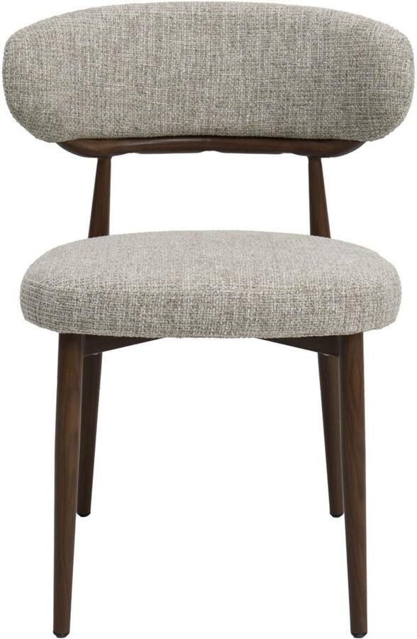 DÉJA Living Eetkamerstoel Milan Beige Walnoot Stof Set van 2 - Foto 3