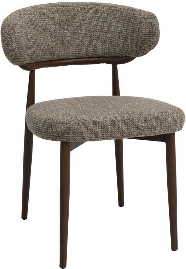 DÉJA Living Eetkamerstoel Milan Taupe Walnoot Stof Set van 2 - Foto 3