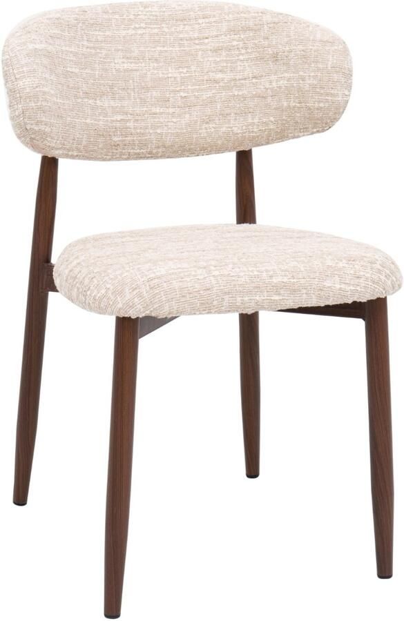 DÉJA Living Eetkamerstoel Skara Beige Walnoot Set van 2 - Foto 2