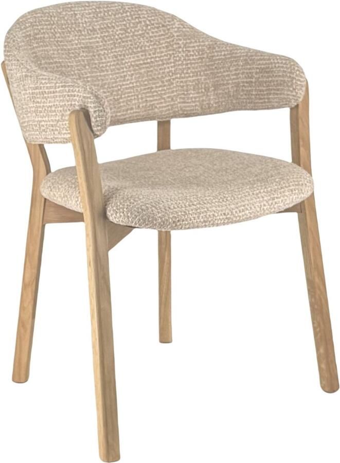 DÉJA Living Eetkamerstoel Uppsala Taupe Naturel Stof Set van 2 - Foto 2