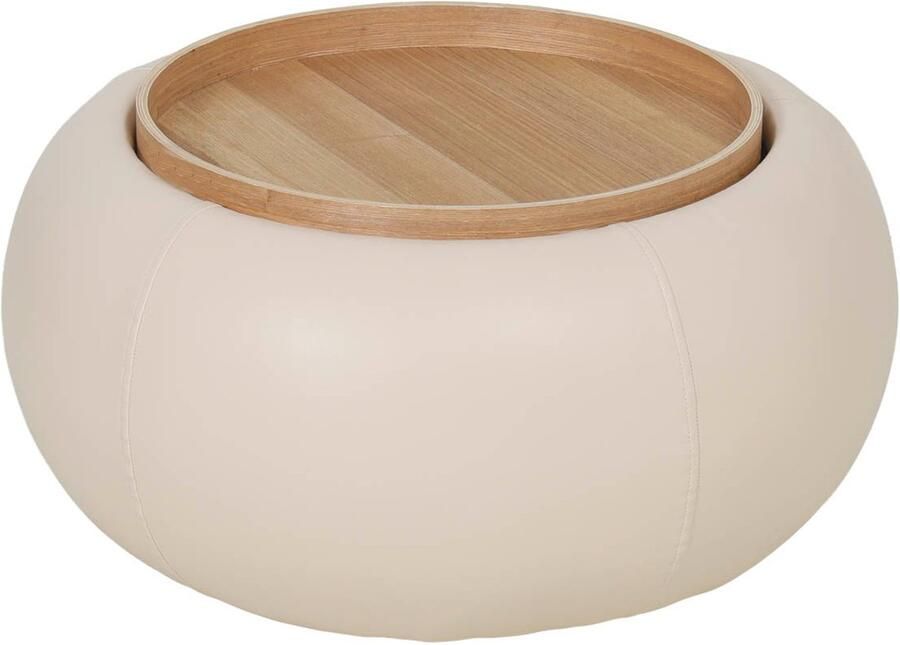 DÉJA Living Salontafel Draby Rond Beige Naturel Incl. Opbergruimte 73cm