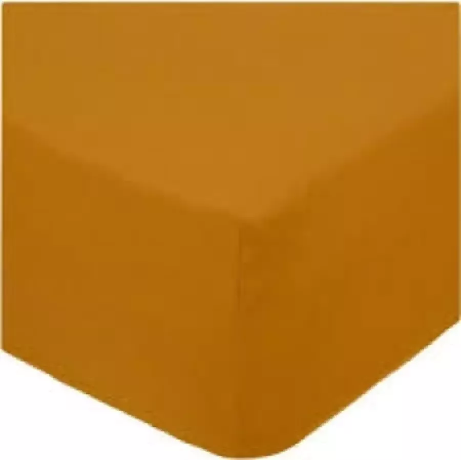 Dekbeddenwereld hoeslaken- jersey- stretch-Lits-Jumeaux- 180x200+30cm- geschikt voor boxspring- geel