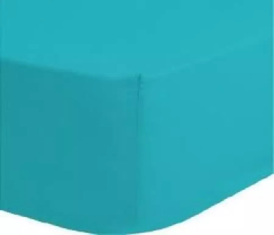 dekbeddenwereld hoeslaken- jersey- stretch-Lits-Jumeaux- 180x200+30cm- geschikt voor boxspring- turquoise