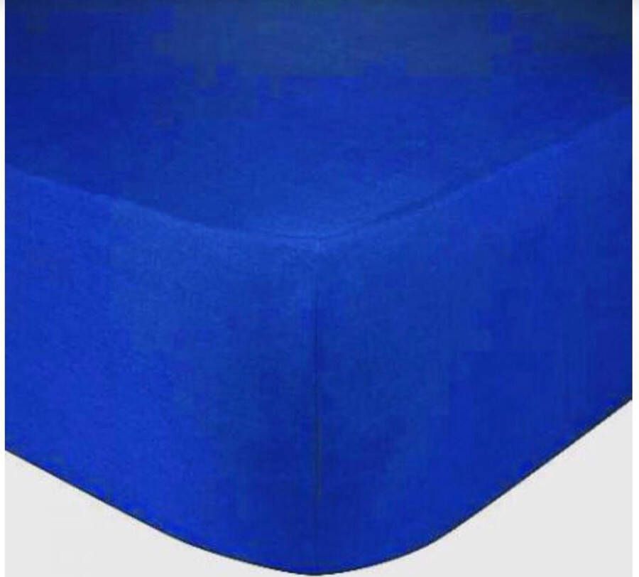 Dekbeddenwereld hoeslaken- jersey- stretch- tweepersoons- 140x200+30cm- geschikt voor boxspring- royal blauw - Foto 1