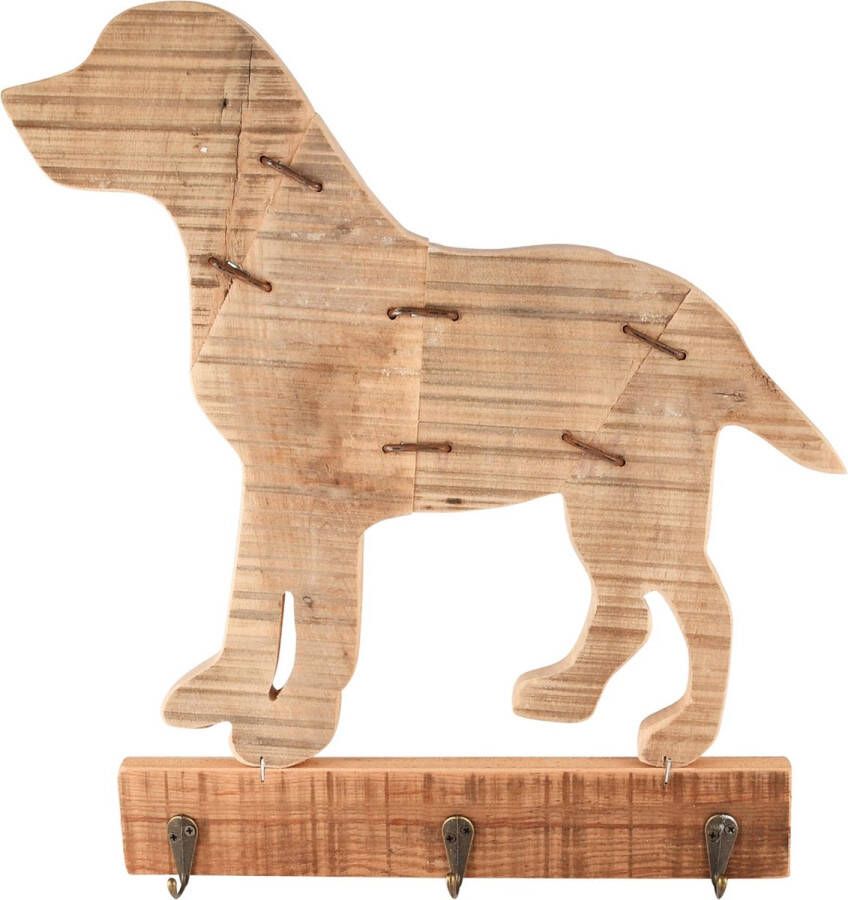 Dekoratief Kapstok m hond naturel hout 33x36cm A235731