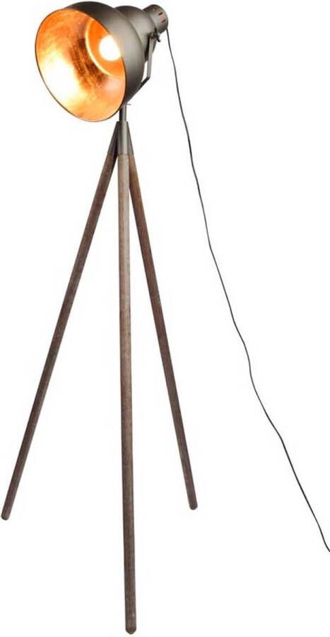 Dekoratief Staande lamp metaal koper op 3-voet hout 186cm A175477