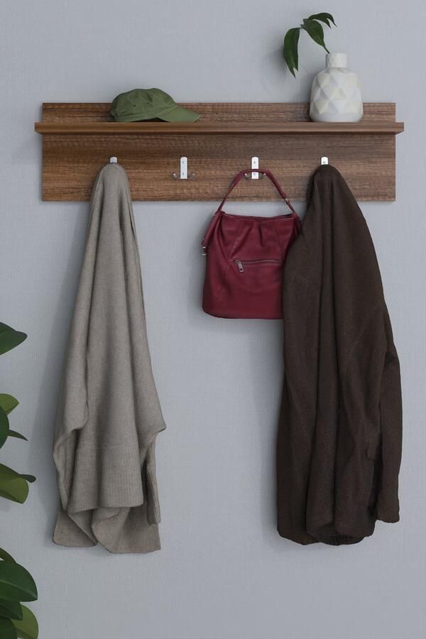 Dekorfim Kapstok| Wandkapstok Modern Stijl Kapstok| Donkere walnoot |70 cm - Foto 2
