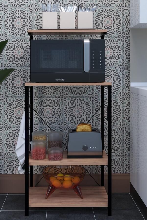 Dekorfim Magnetronkast| Keukenkast voor Magnetron| Stijlvol| Modern| Multifunctioneel Keukenkast| Keukenrek| 132x60x40 cm