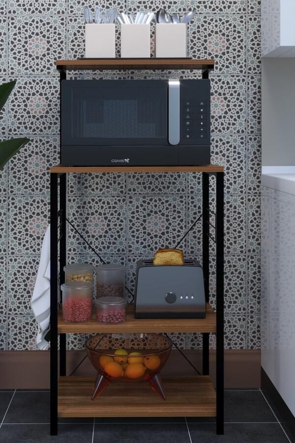 Dekorfim Magnetronkast| Keukenkast voor Magnetron| Stijlvol| Modern| Multifunctioneel Keukenkast| Vrijstand| Keukenrek 132X 60X40 cm