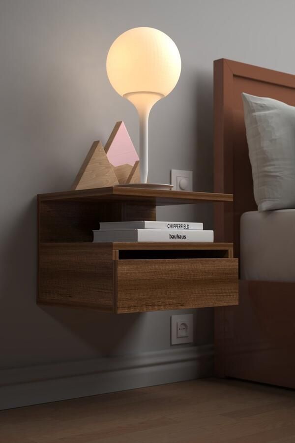 AnkaFlex Nachtkastje met Lade| Nachkast| Nachtkastje Houten| Modern| Stijlvol| Functioneel| Maat 40x33.5x30.5 cm Donkere Walnoot