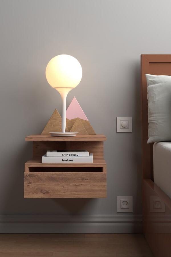 AnkaFlex Nachtkastje met Lade| Nachkast| Nachtkastje Houten| Modern| Stijlvol| Functioneel| Maat 40x33.5x30.5 cm Licht Walnoot