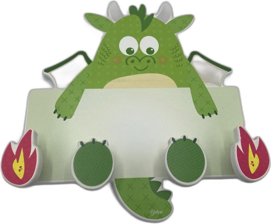 Dekori Kinderkapstok Wandkapstok- Italiaans Design Hout 4 haken 23 x 25 cm Kinderkamer Groen