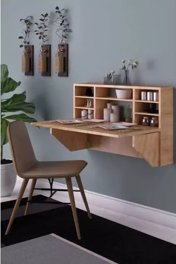 Dekornik SNS Home Draagbare Planktafel Kardelen Tafel Wandtafel Inklapbaar Wandbureau Inklapbare Wandtafel Keukentafel Wandkast Vouwtafel Klaptafel 90x50 cm Wit