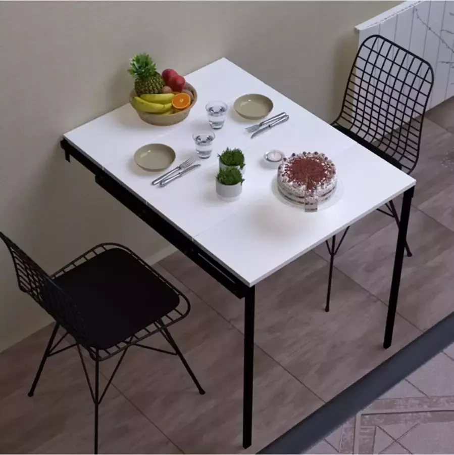 Dekornik SNS Home Slimme Klaptafel Karanfil Tafel Keukentafel Inklapbare Tafel Vouwtafel Inklapbaar 100x70 cm Wit