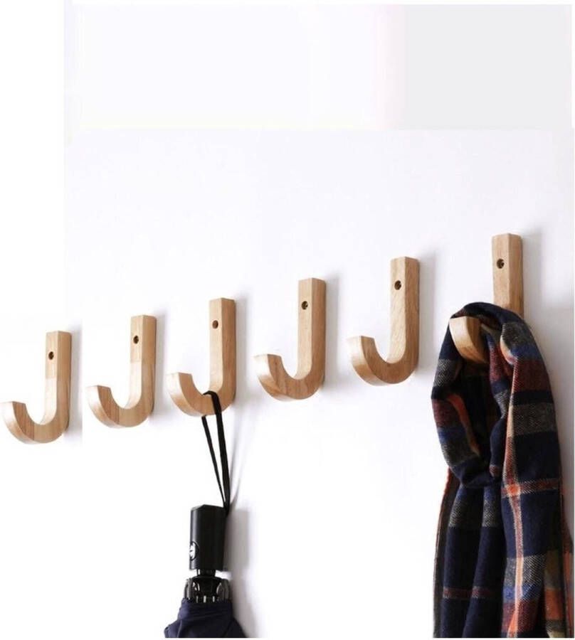 Dekornik Draagbare Houten Haak Schroef 6 Haak Muur Hanger Decoratieve Houten Haak Houten Hanger Beukenhout Houten Hanger Natuurlijke Houten Kapstok 6 stuks