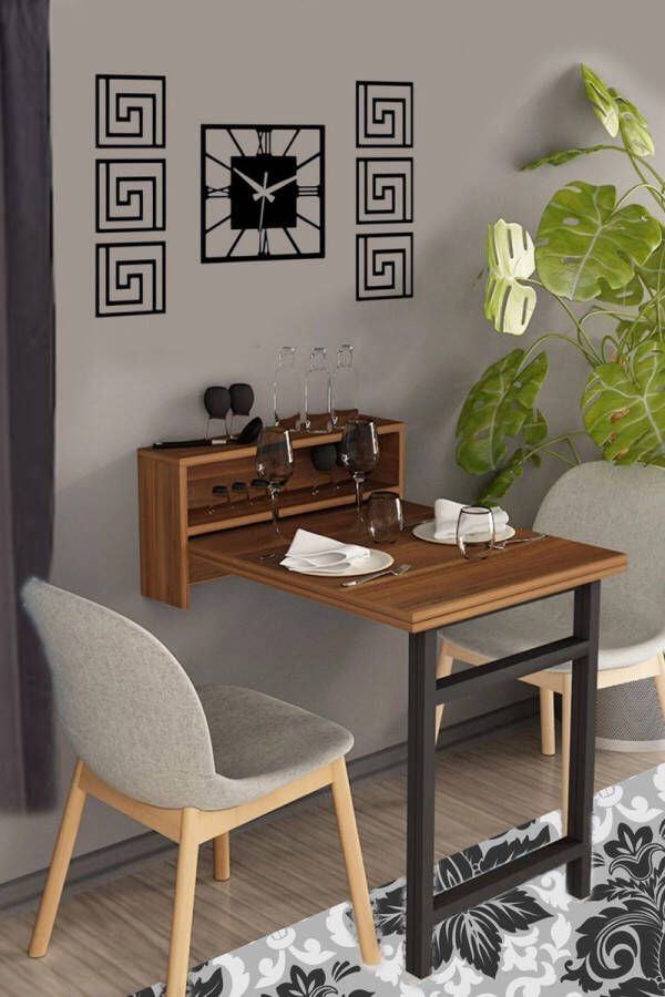 Dekornik Petunia Draagbare Tafel Dubbele Uitschuifbare Tafel Inklapbare Tafel Moederdag Cadeau Keukentafel Eettafel Uitschuifbaar 133x65 cm Okkernoot