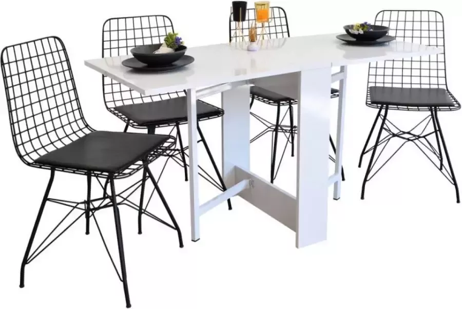 Dekornik SNS Home – Praktische Tafel – Eettafel – Eettafel uitschuifbaar – Opvouwbaar – Flamingo – 134 x 60 x 72 cm – Kudum