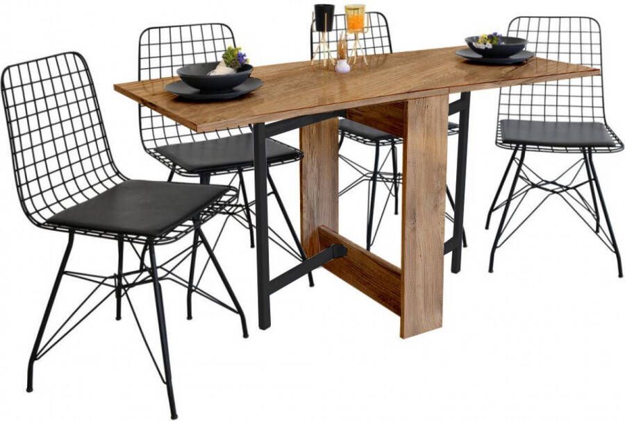 Dekornik SNS Home – Praktische Tafel – Houten Draagbare Poten Volledig Natuurlijke ie Eettafel – Eettafel Uitschuifbaar – Opvouwbaar Tafel – Flamingo Tafel – 134 x 60 x 72 cm – Naturel Pijnboom Grenen