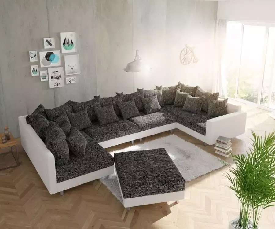 DELIFE Bank Clovis XL bankstel wit zwart module woonlandschap modulair