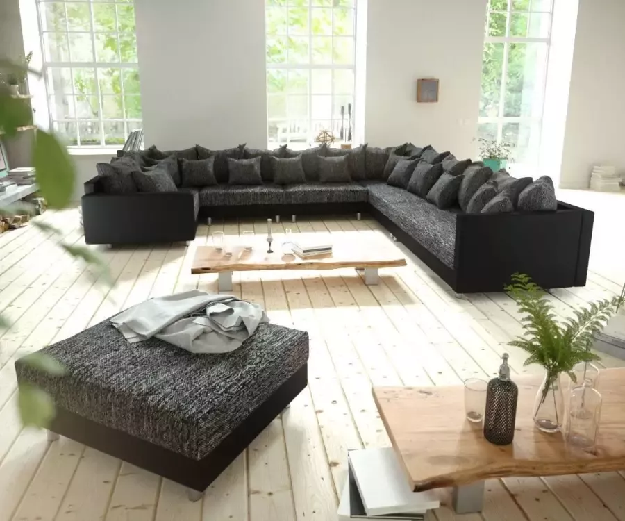 DELIFE Bank Clovis XXL zwarte hocker armleuning rechts woonlandschap modulair