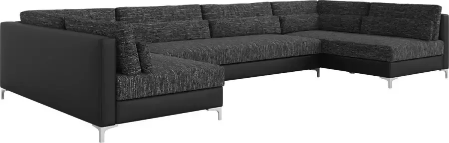 DELIFE Bank Elio structuurstof zwart 400x185 cm XL zitbank