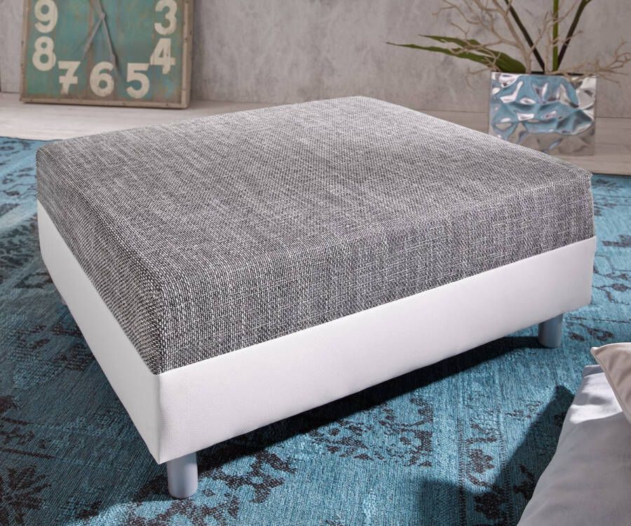 DELIFE Bankstel hocker Clovis wit lichtgrijs module B98 x D83 structuurstof