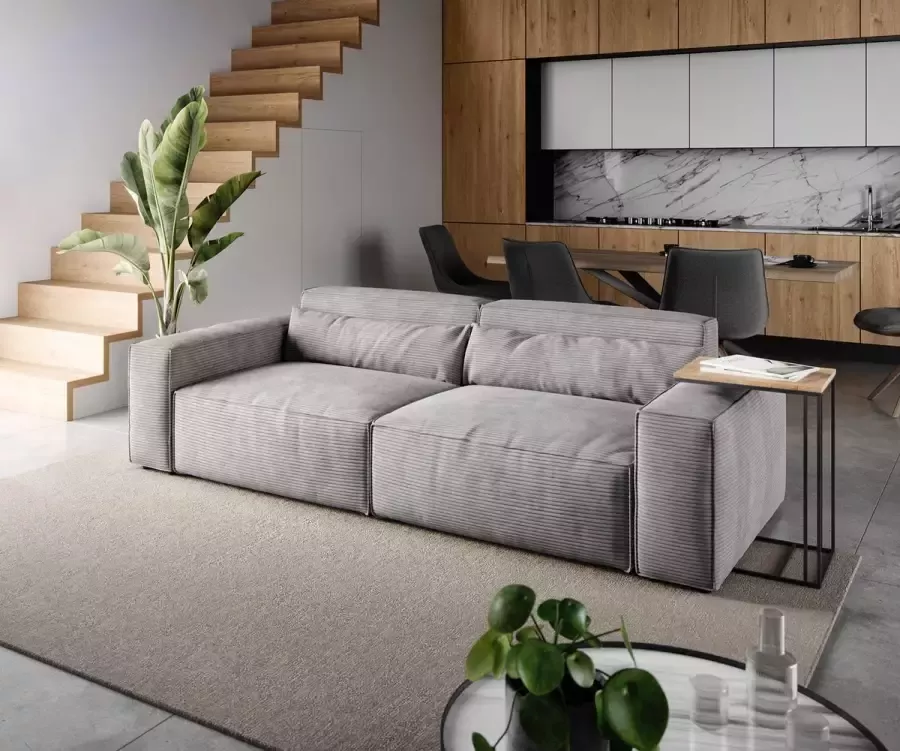 DELIFE Big-Sofa Sirpio L 260x110 cm koord zilvergrijs