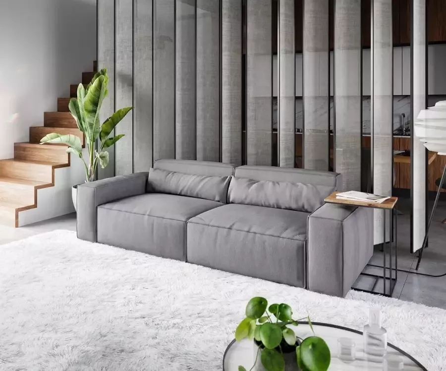 DELIFE Big-Sofa Sirpio L 260x110 cm Microvezel grijs