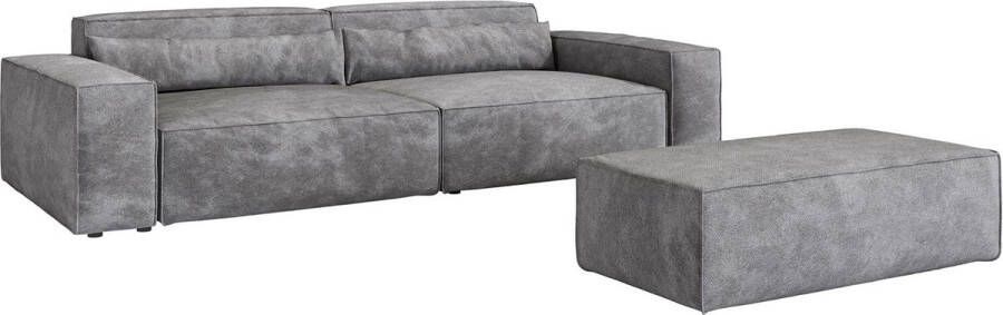 DELIFE Big-sofa Sirpio XL 270x130 cm microvezel taupe met kruk