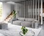 DELIFE XXL-bank Sirpio microvezel taupe 270x125 cm biesnaad met poef - Thumbnail 1
