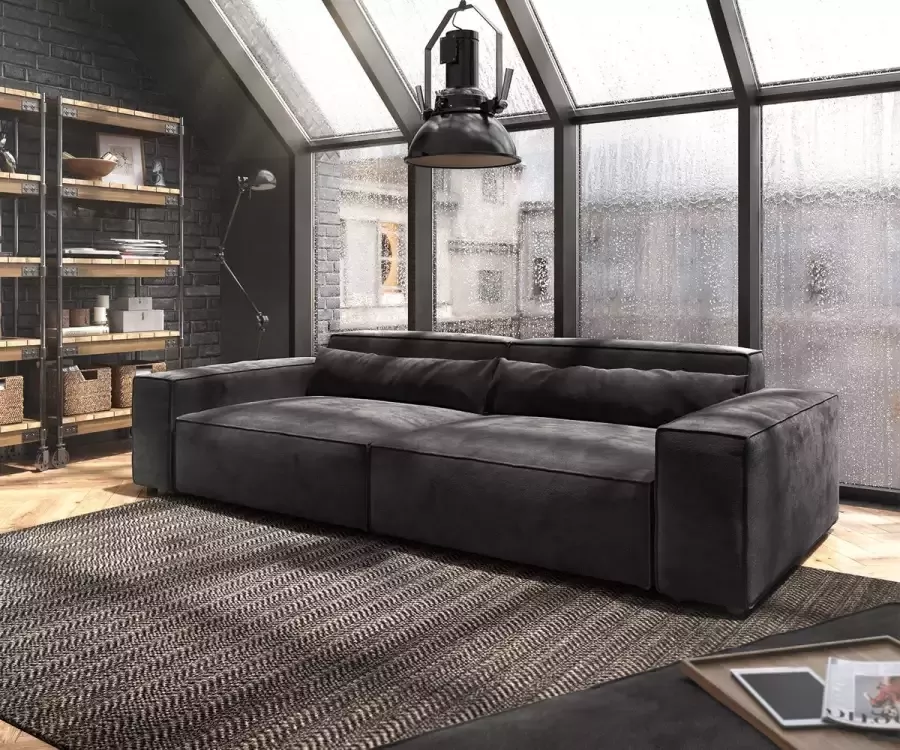 DELIFE Bigs-sofa Sirpio XL microvezel zwart 270x125 cm met hocker