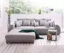 DELIFE Bigsofa Violetta Grijs 310x135 cm inclusief poef en kussen Big-Sofa - Thumbnail 1