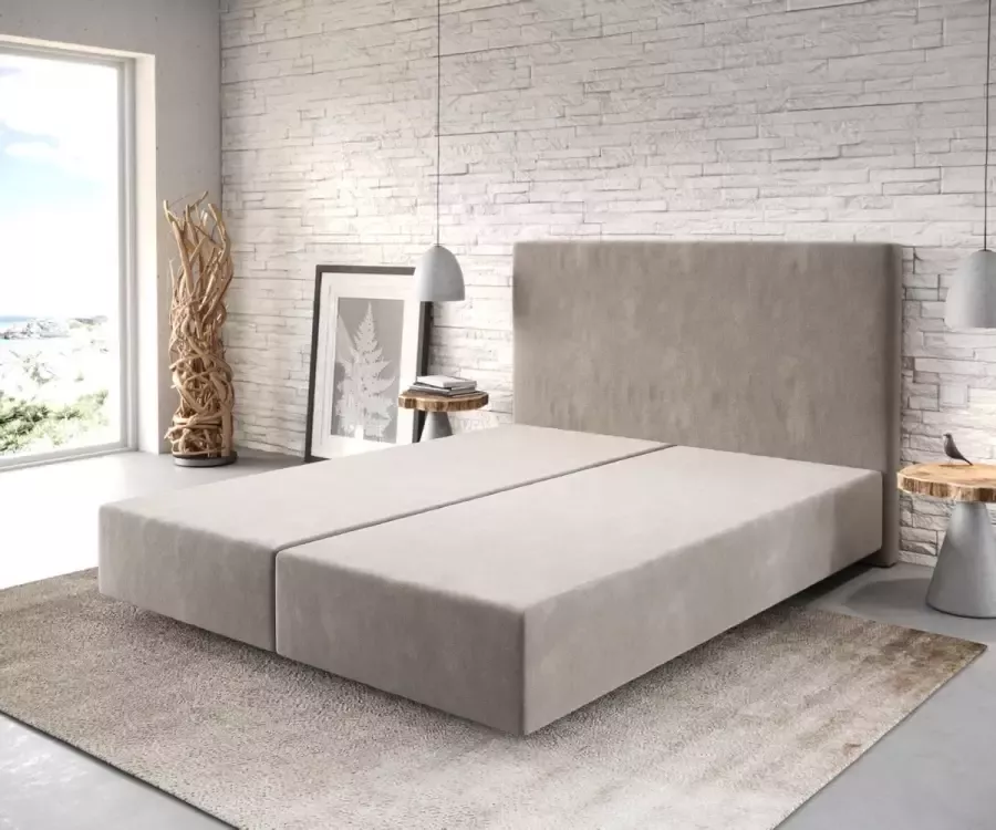 DELIFE Boxspring frame Dream-Well Beige 160x200 cm Mikrofaser Beddengoed