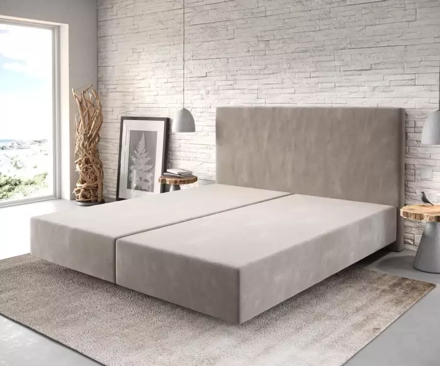 DELIFE Boxspring frame Dream-Well Beige 180x200 cm Mikrofaser Beddengoed