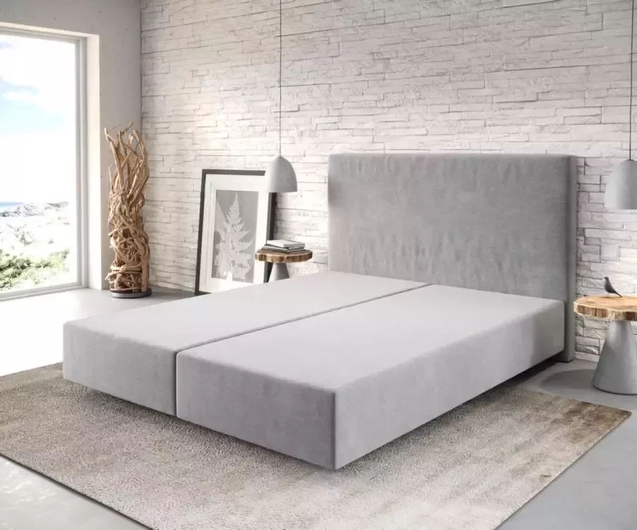 DELIFE Boxspring frame Dream-Well Grijs 160x200 cm Mikrofaser Beddengoed